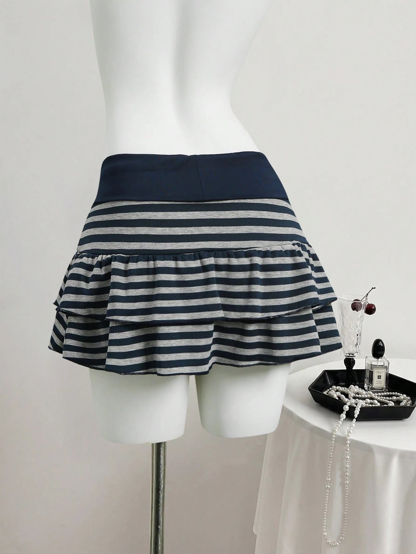 Flirla Women's Sporty Mini Navy Blue Skirt, Versatile Casual Skirt Suitable For School Style And Back-To-School School Autumn