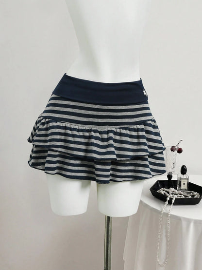 Flirla Women's Sporty Mini Navy Blue Skirt, Versatile Casual Skirt Suitable For School Style And Back-To-School School Autumn