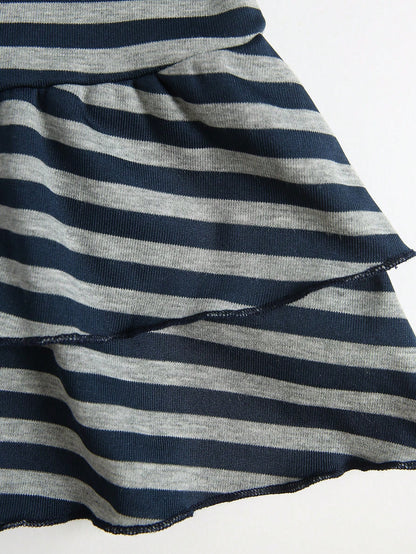 Flirla Women's Sporty Mini Navy Blue Skirt, Versatile Casual Skirt Suitable For School Style And Back-To-School School Autumn