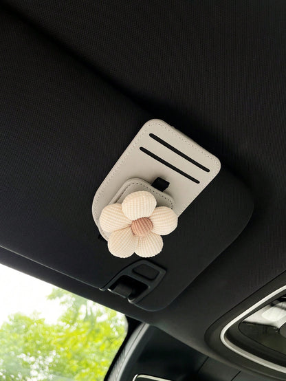 Floral Car Sun Visor Clip, Multi-Function Card Holder, Car Interior Accessories, Fashion Glasses/Eyeglasses Storage Card Clip