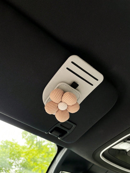 Floral Car Sun Visor Clip, Multi-Function Card Holder, Car Interior Accessories, Fashion Glasses/Eyeglasses Storage Card Clip