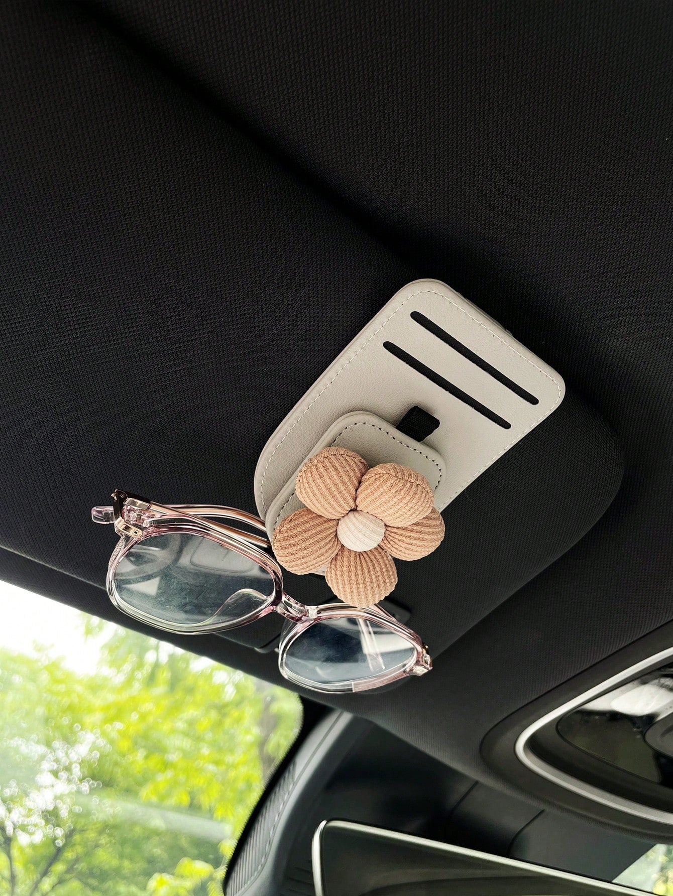 Floral Car Sun Visor Clip, Multi-Function Card Holder, Car Interior Accessories, Fashion Glasses/Eyeglasses Storage Card Clip