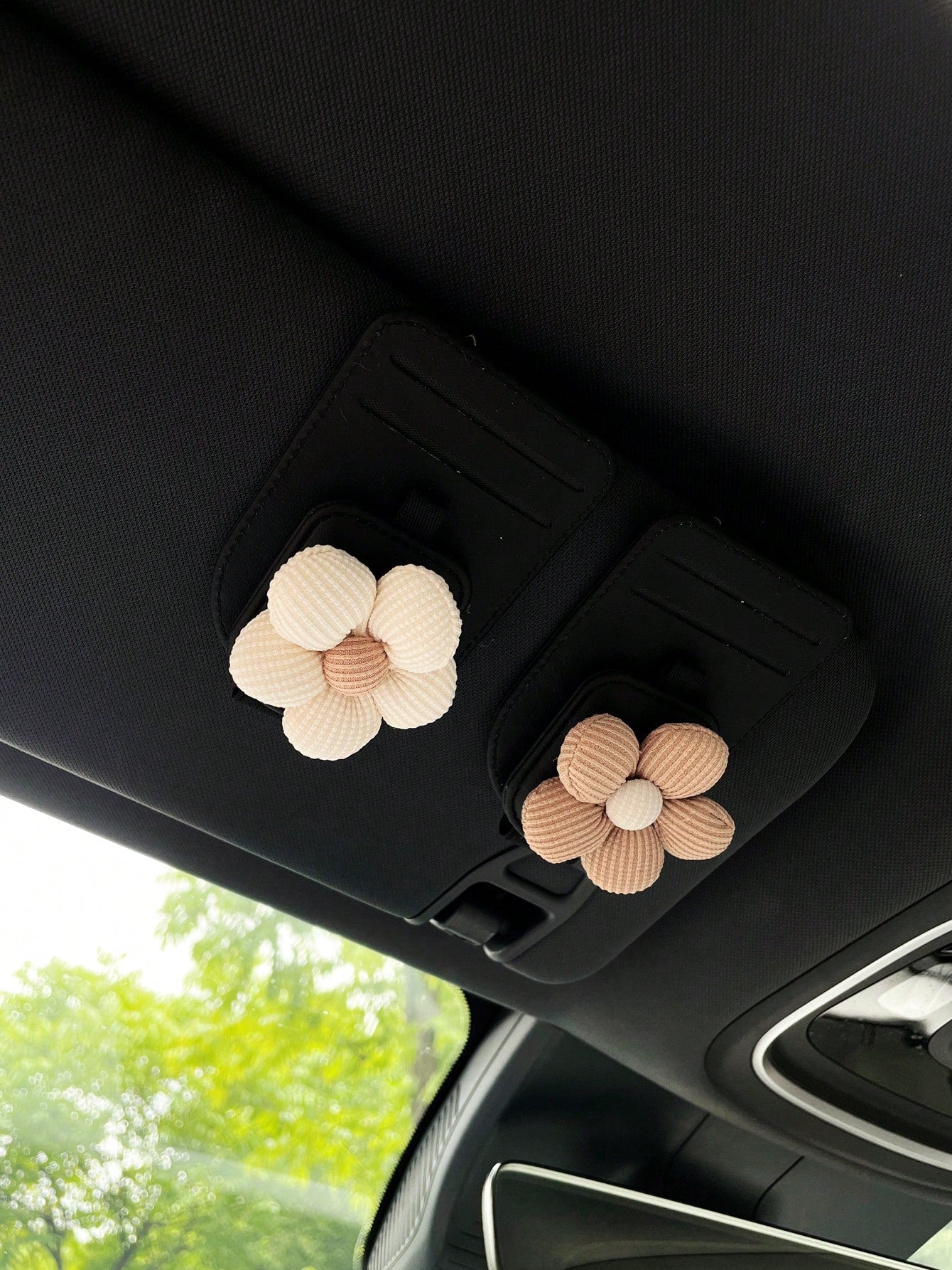 Floral Car Sun Visor Clip, Multi-Function Card Holder, Car Interior Accessories, Fashion Glasses/Eyeglasses Storage Card Clip