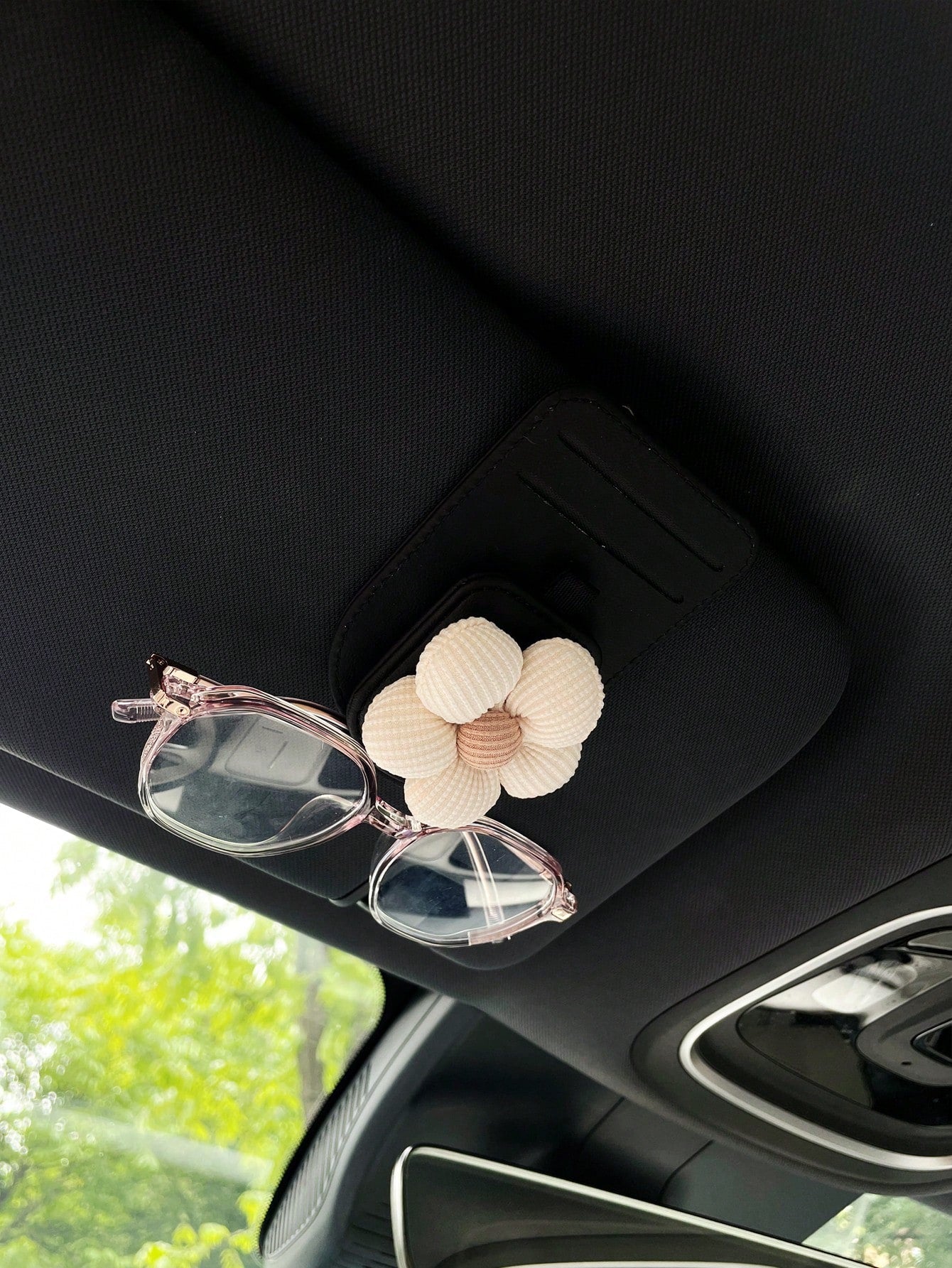 Floral Car Sun Visor Clip, Multi-Function Card Holder, Car Interior Accessories, Fashion Glasses/Eyeglasses Storage Card Clip