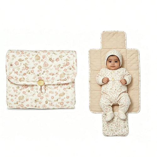 Floral Diaper Changing Pad Diaper Clutch For Boy And Girls, Quilted Changing Mat Travel Changing Station For New Born Baby, Machine Wash