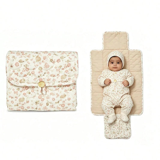 Floral Diaper Changing Pad Diaper Clutch For Boy And Girls, Quilted Changing Mat Travel Changing Station For New Born Baby, Machine Wash