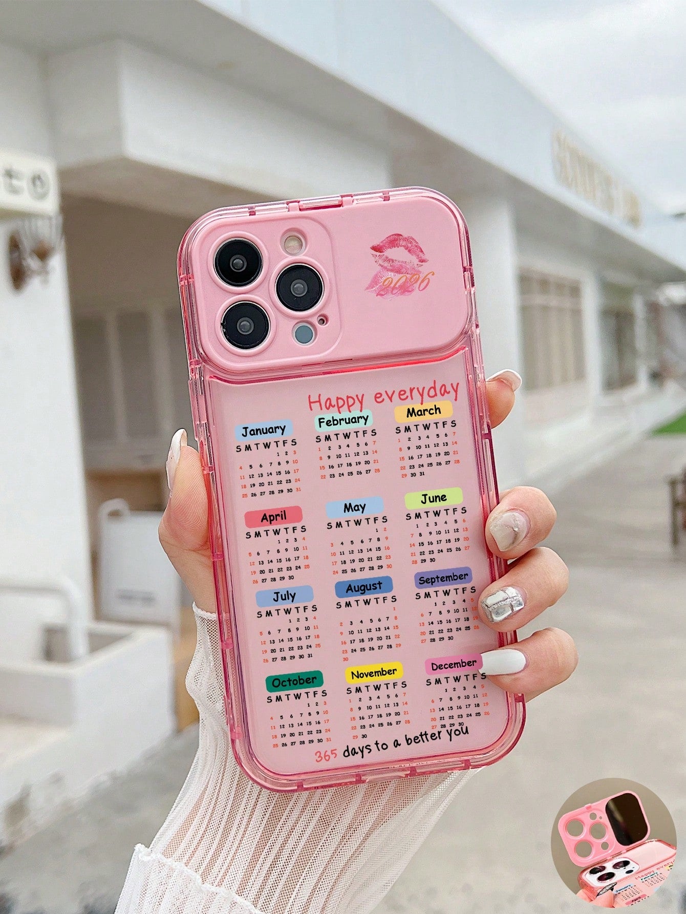 Floral Elements TPU White Pink Stand Phone Case TPU White Pink Floral Elements Stand Phone Case Mirror Elements Sliding Mirror Stand Transparent TPU Flower Phone Case With Mirror Stand Compatible With