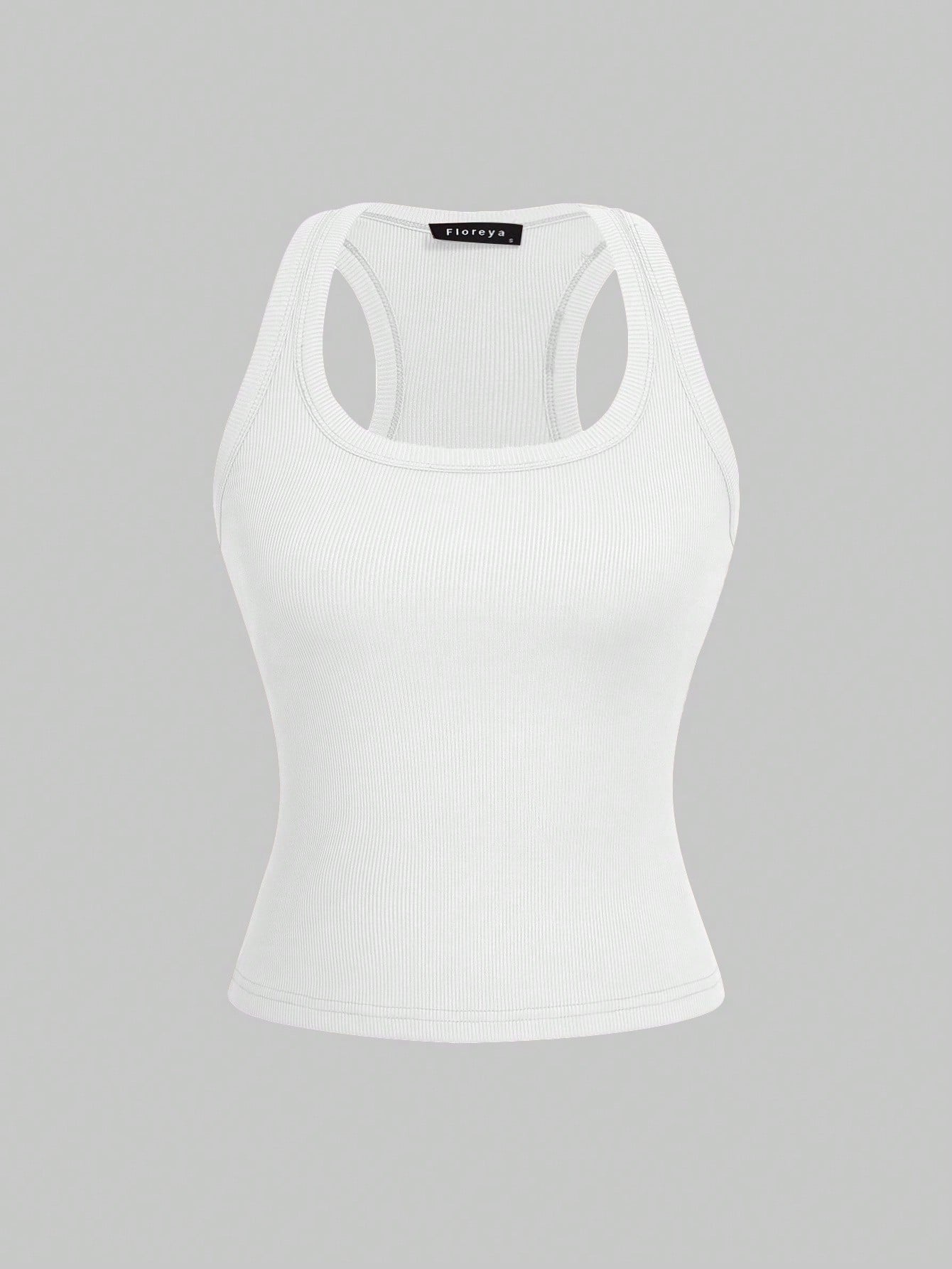 Floreya Square Neck Camisole Top For Women, Casual Slim Fit Sleeveless Crop Top, Versatile For Summer, Autumn & Spring White, Clean Girl Aesthetic