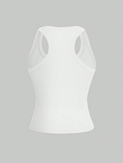 Floreya Square Neck Camisole Top For Women, Casual Slim Fit Sleeveless Crop Top, Versatile For Summer, Autumn & Spring White, Clean Girl Aesthetic