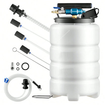 Fluid Extractor, 9.5 L Capacity, Pneumatic/Manual Vacuum Oil Extractor Pump With 59 In Long Horse & Three 47 In Extension Tubes, Oil Change Pump With PE Tank For Cars, Lawn Mowers, Boats