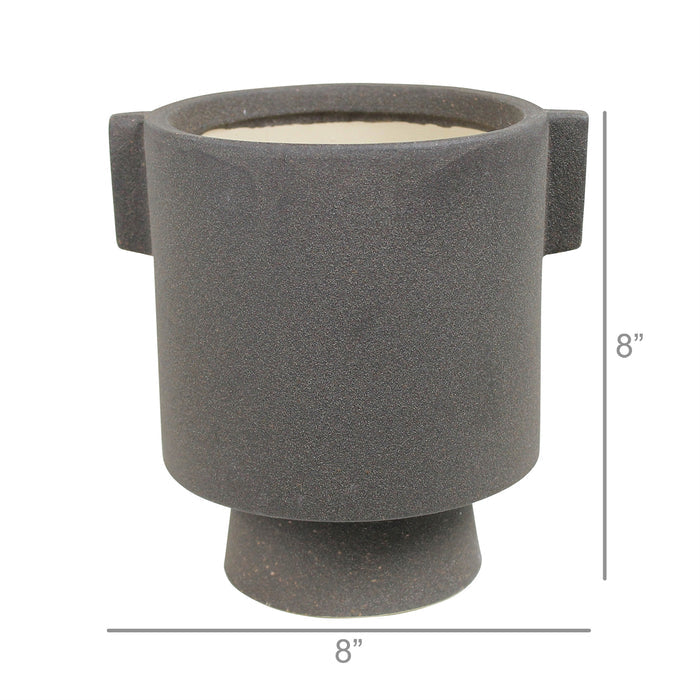 Flynn Cachepot, Ceramic, Charcoal