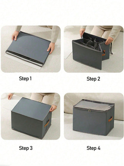 Foldable Fabric Shoe Box, Holds Up To 12 Or 16 Pairs Of Shoes, Large Capacity Fabric Shoe Box With Lid, Adjustable Dividers, Transparent Cover, Waterproof And Dustproof, Foldable Storage, Multi-Functi