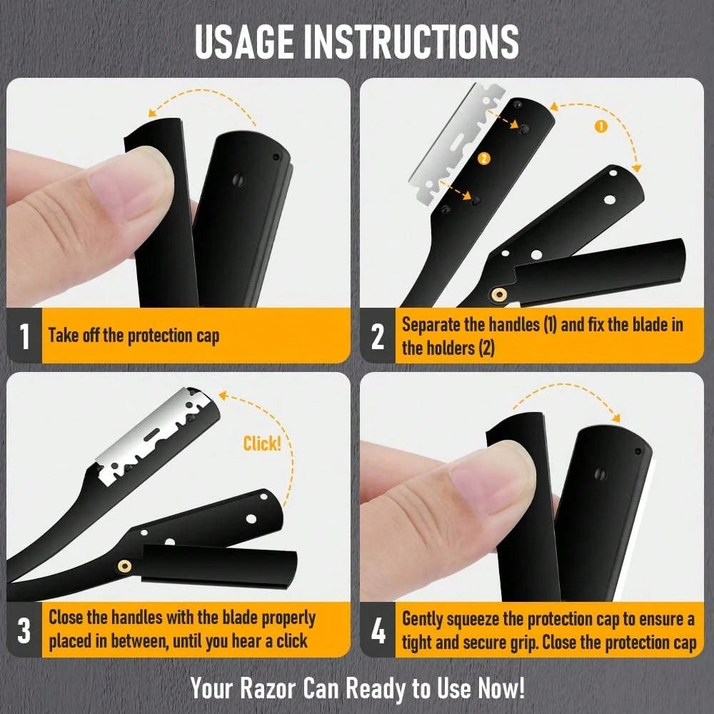 Foldable Razor Old-Fashioned Razor Manual Shaver For Men And Women Shaving Face Scraper Barber Shaving Artifact Beard Blade 1 Handle+20 Blades