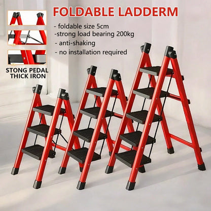 Folding 3 Step Ladder, Sturdy 330 Lbs Load Small Step Stool For Adults, Safer Full Steel Multi-Use Kitchen Ladder For Home, Closet Step Stool Ladder With Wide Pedals, Lightweight, Portable Steel Step
