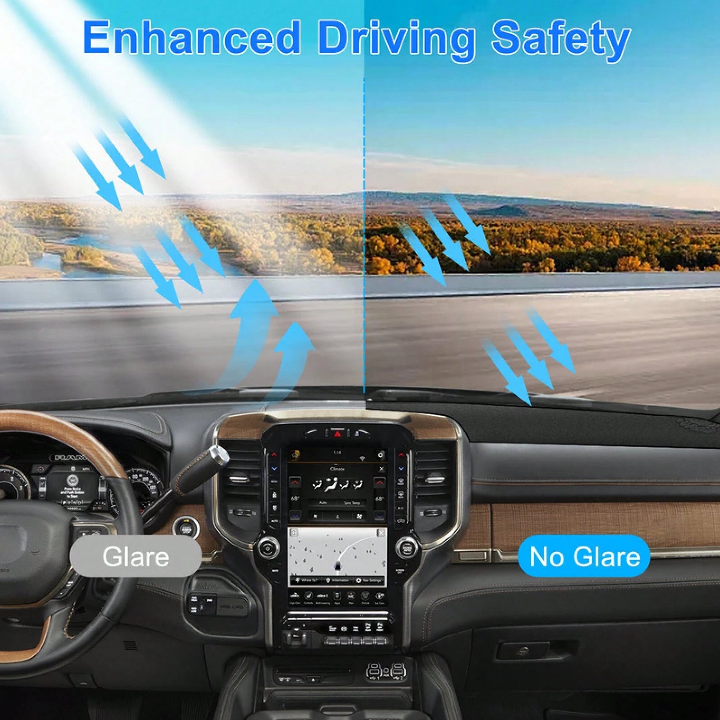 For 2019-2025 Dodge Ram 1500 2500 3500 Anti-Slip Dashboard Cover Dash Mat Carpet
