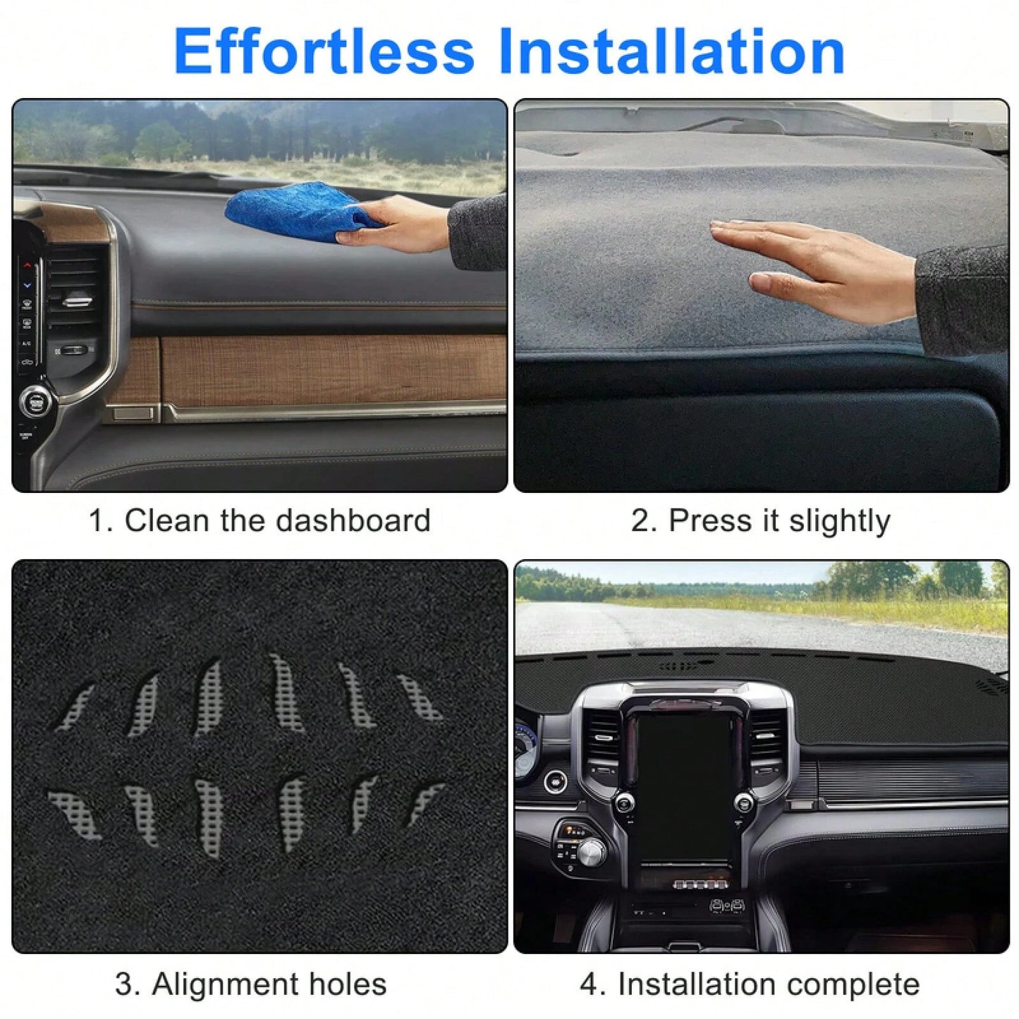 For 2019-2025 Dodge Ram 1500 2500 3500 Anti-Slip Dashboard Cover Dash Mat Carpet