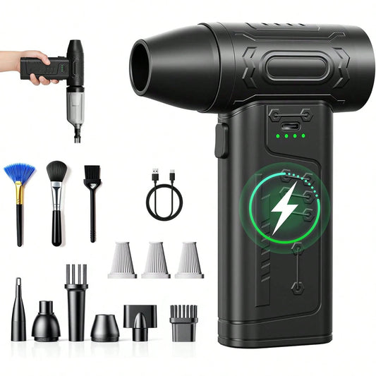 FOURQ 2-In-1 Handheld Car Vacuum Cleaner- 4000mAh High-Capacity Battery, Fast Charging, Powerful Wet/Dry Suction For Car, Home, And Pet Cleaning. Features USB-C Charging Port, Washable Filter, Low-No