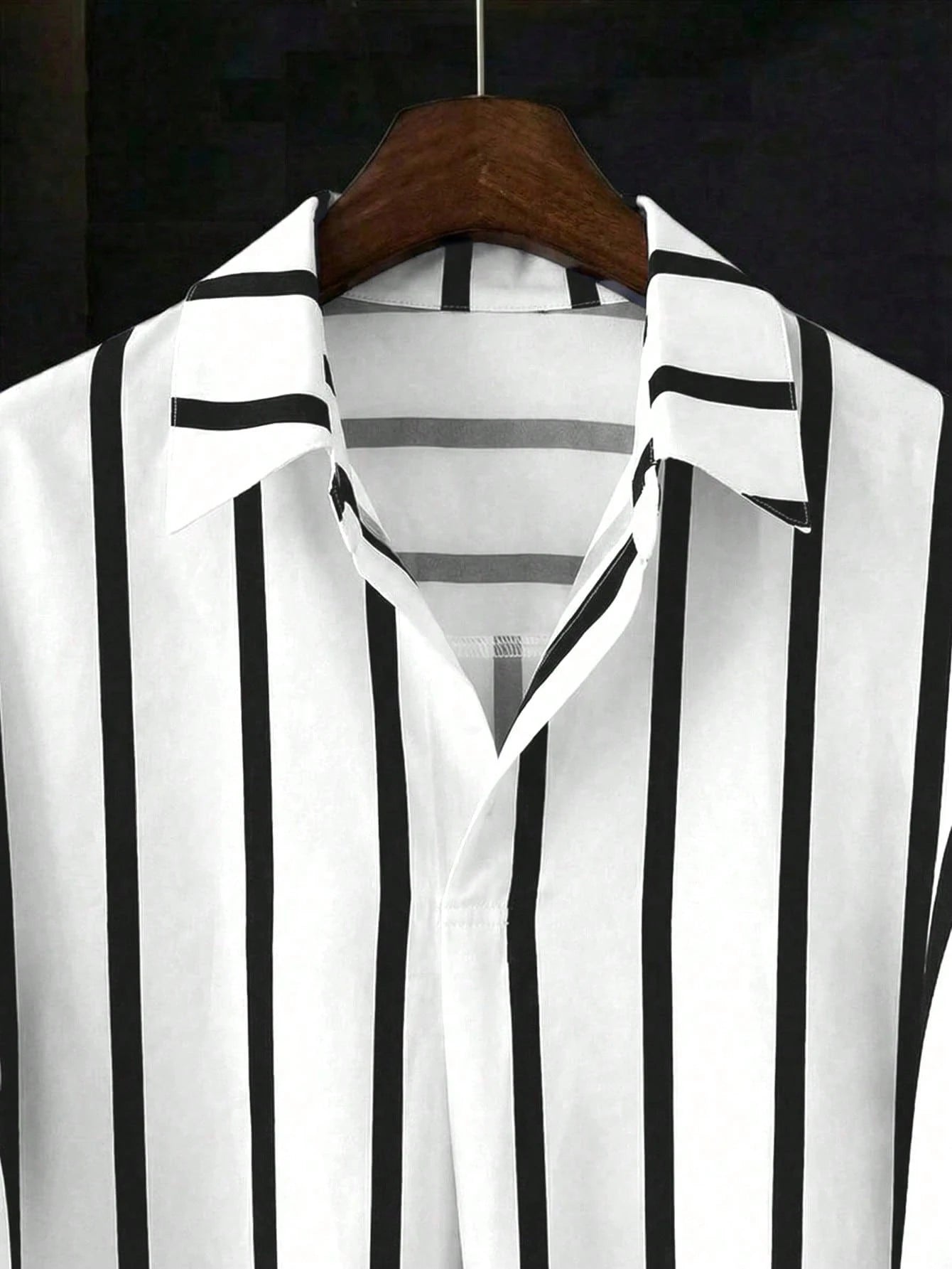 Franclia Black And White Striped Women's Summer Casual Vacation Shirt, French Design Loose Batwing Sleeve Lapel Short Sleeve Top, Beach