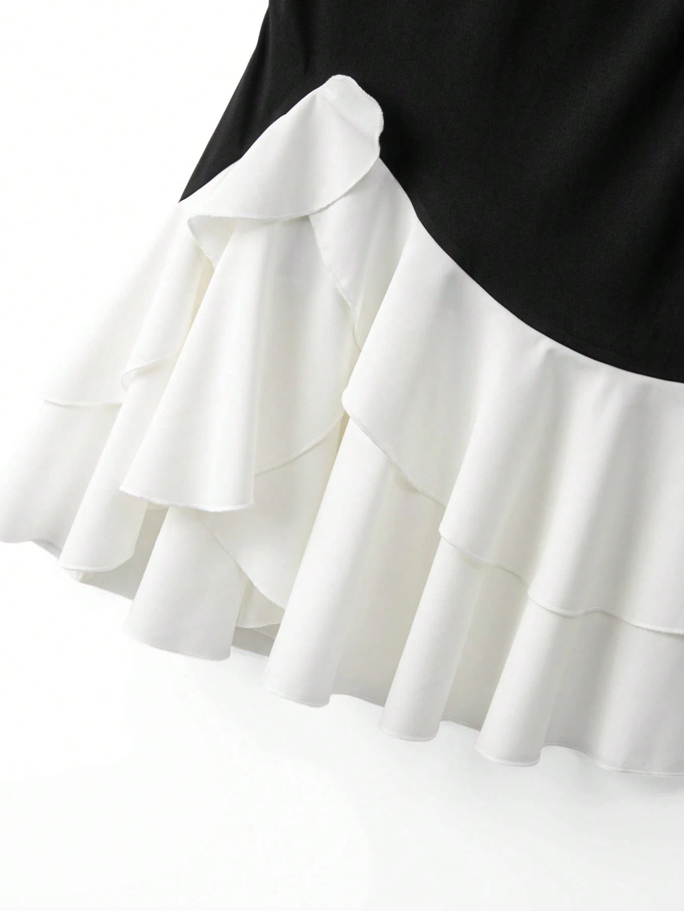 Franclia Chic Black And White Women's Tank Dress Elegant Sleeveless Round Neck Mini Colorblock Layered Tiered Hem Woven Summer Holiday Vacation Casual Dresses
