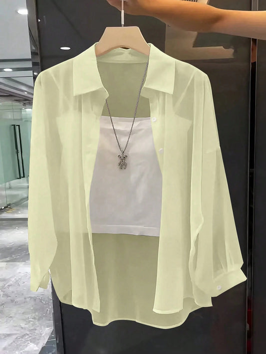 Franclia Collar Basic Transparent Solid Color Minimalist Shirt New Arrival Blouse Latest Tops For Women New Arrivals