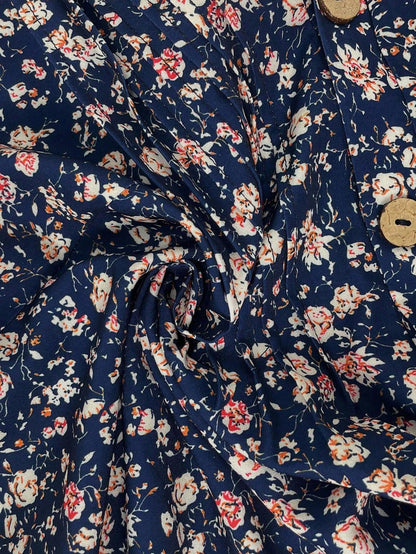 Franclia Plus Size Ditsy Floral Short Sleeve Casual Vacation Shirt