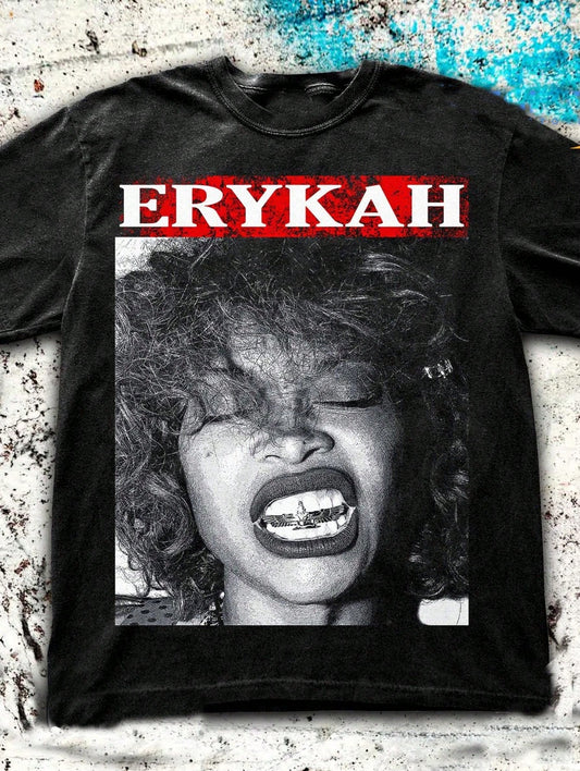 [Free Return] Black And White Lauryn Hill Erykah Badu The Heart The Mind The Soul Portrait Graphic Baggy T-Shirt For Women Hip Hop Lovers Daily Casual Wear Retro Music Concert, Red Top, Free Shipping