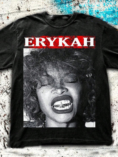 [Free Return] Black And White Lauryn Hill Erykah Badu The Heart The Mind The Soul Portrait Graphic Baggy T-Shirt For Women Hip Hop Lovers Daily Casual Wear Retro Music Concert, Red Top, Free Shipping