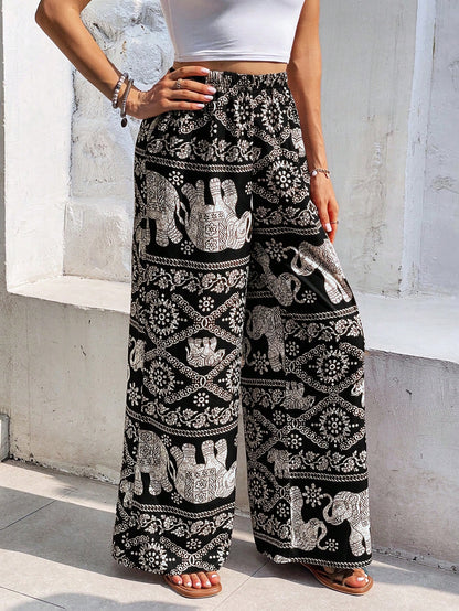 Frenchy Minimalist Casual Daily Wear Trousers Winter Chic Flower Black Vacation Spring Holiday Resort