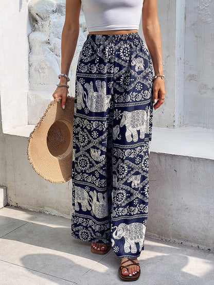 Frenchy Minimalist Casual Daily Wear Trousers Winter Chic Flower Black Vacation Spring Holiday Resort