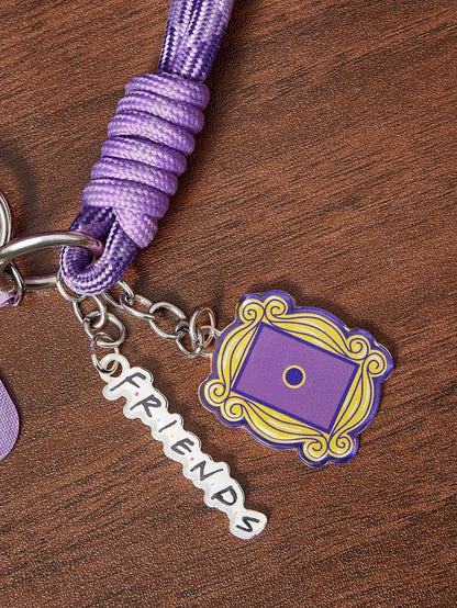 FRIENDS X Letter Pendant Simple Casual Phone Lanyard Purple Decorative Lanyard, Cute Woven Wrist Strap, Unisex Phone Anti-Lost String, Phone Cord With Clip