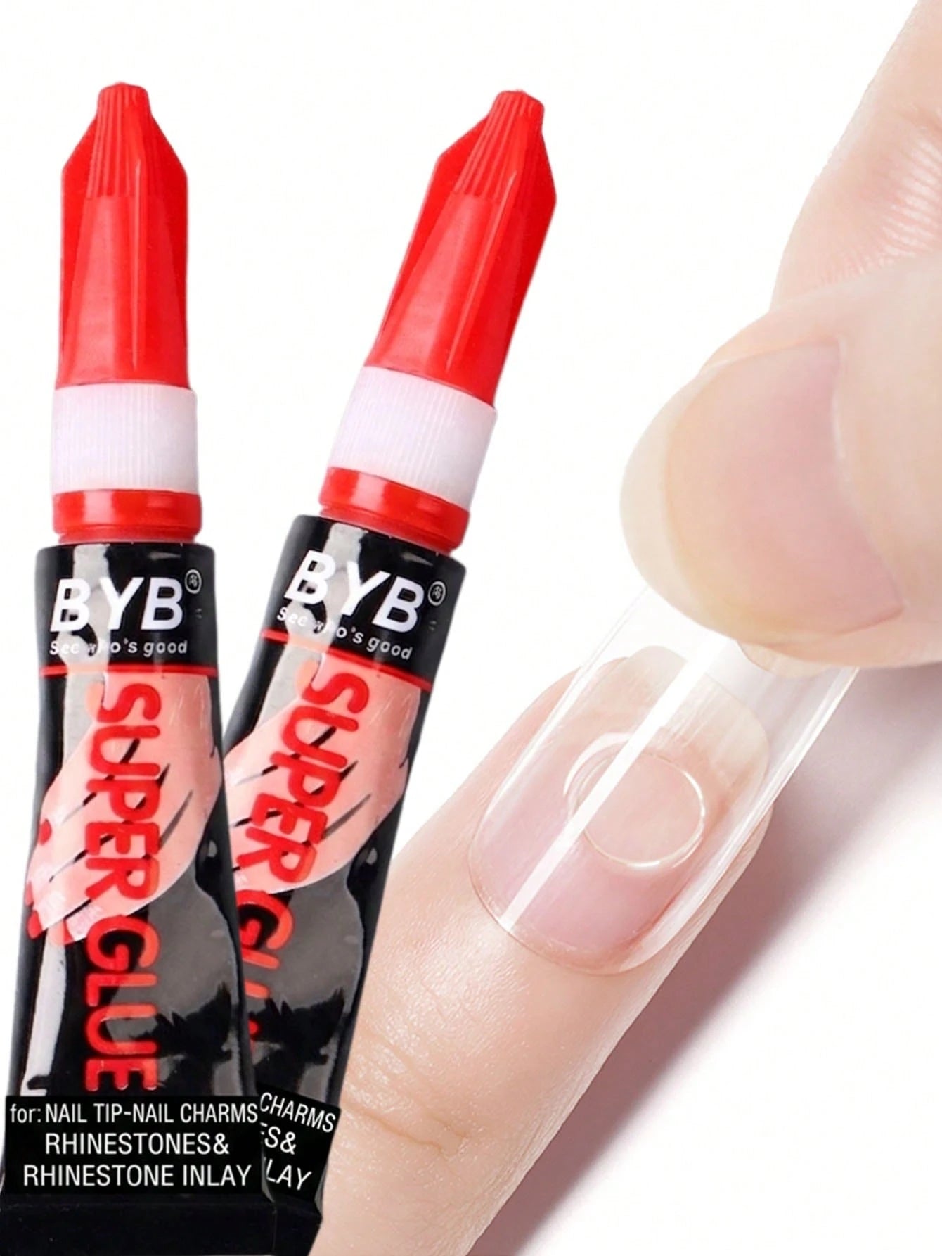 FULL BEAUTY 2pcs/3g Nail Gel Polish For Fake Nail Art Extension, Strong Adhesive, Solid Tube Nail Rhinestone Glue For Nail Tips, UV Gel