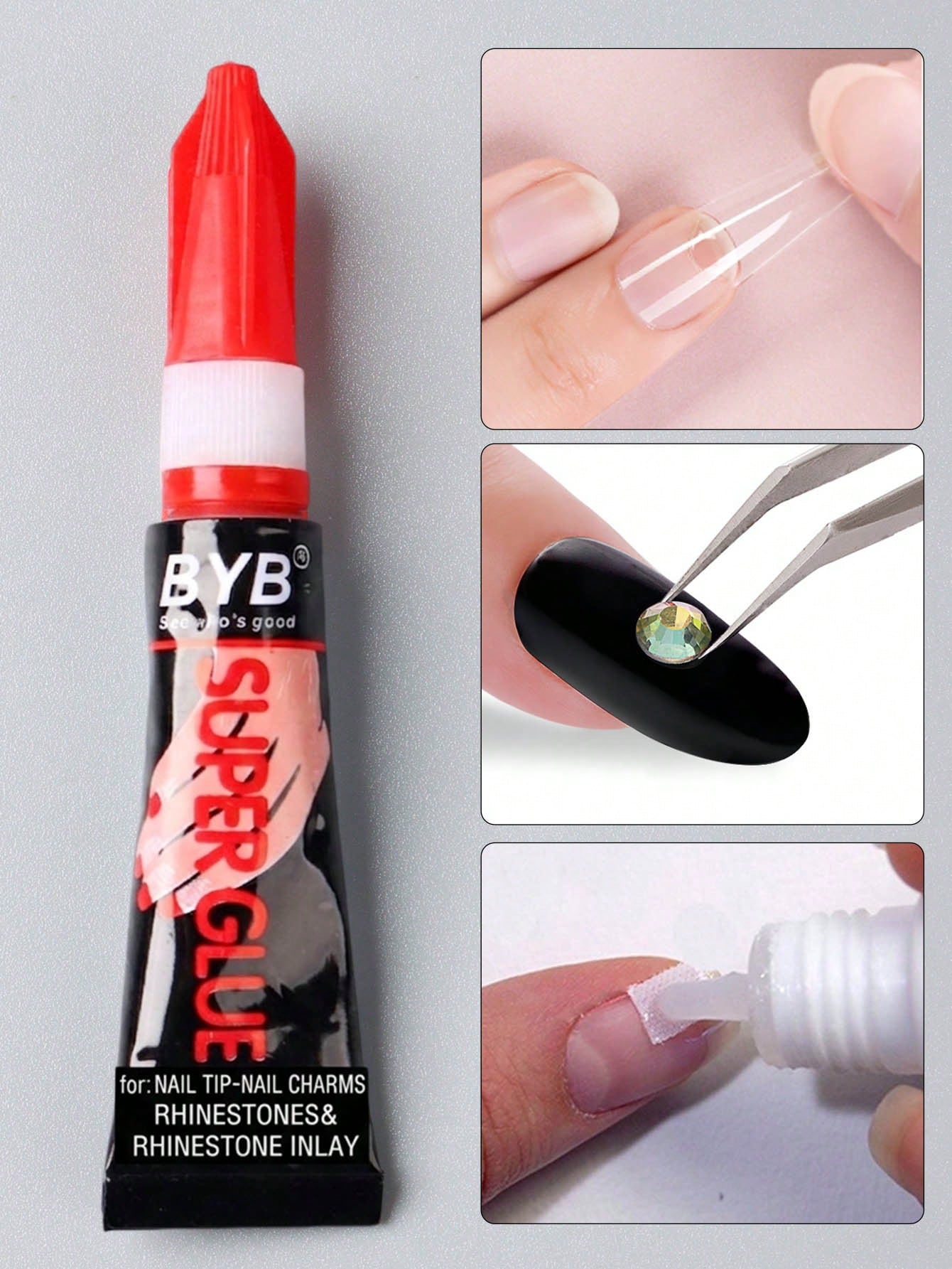FULL BEAUTY 2pcs/3g Nail Gel Polish For Fake Nail Art Extension, Strong Adhesive, Solid Tube Nail Rhinestone Glue For Nail Tips, UV Gel