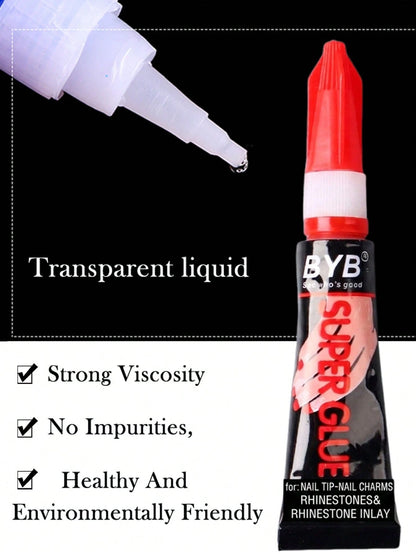 FULL BEAUTY 2pcs/3g Nail Gel Polish For Fake Nail Art Extension, Strong Adhesive, Solid Tube Nail Rhinestone Glue For Nail Tips, UV Gel
