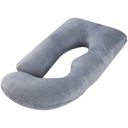 G-Shaped Maternity Pillow- Full Body Support Pillow With Removable Velvet Cover, Nylon & Cotton For Tummy, Comfortable Sleeping, Ergonomic Sleeping