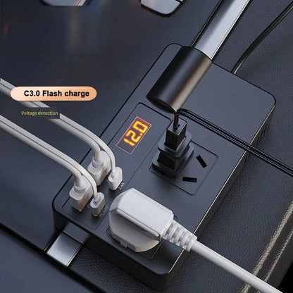 General 12V/24V Automotive Power Inverter, Equipped With 4 USB Ports, Fast Charging, Digital Voltage Display, Intelligent Fast Charging, 200W High-Power Transformer- Automotive Plug, Suitable For Car
