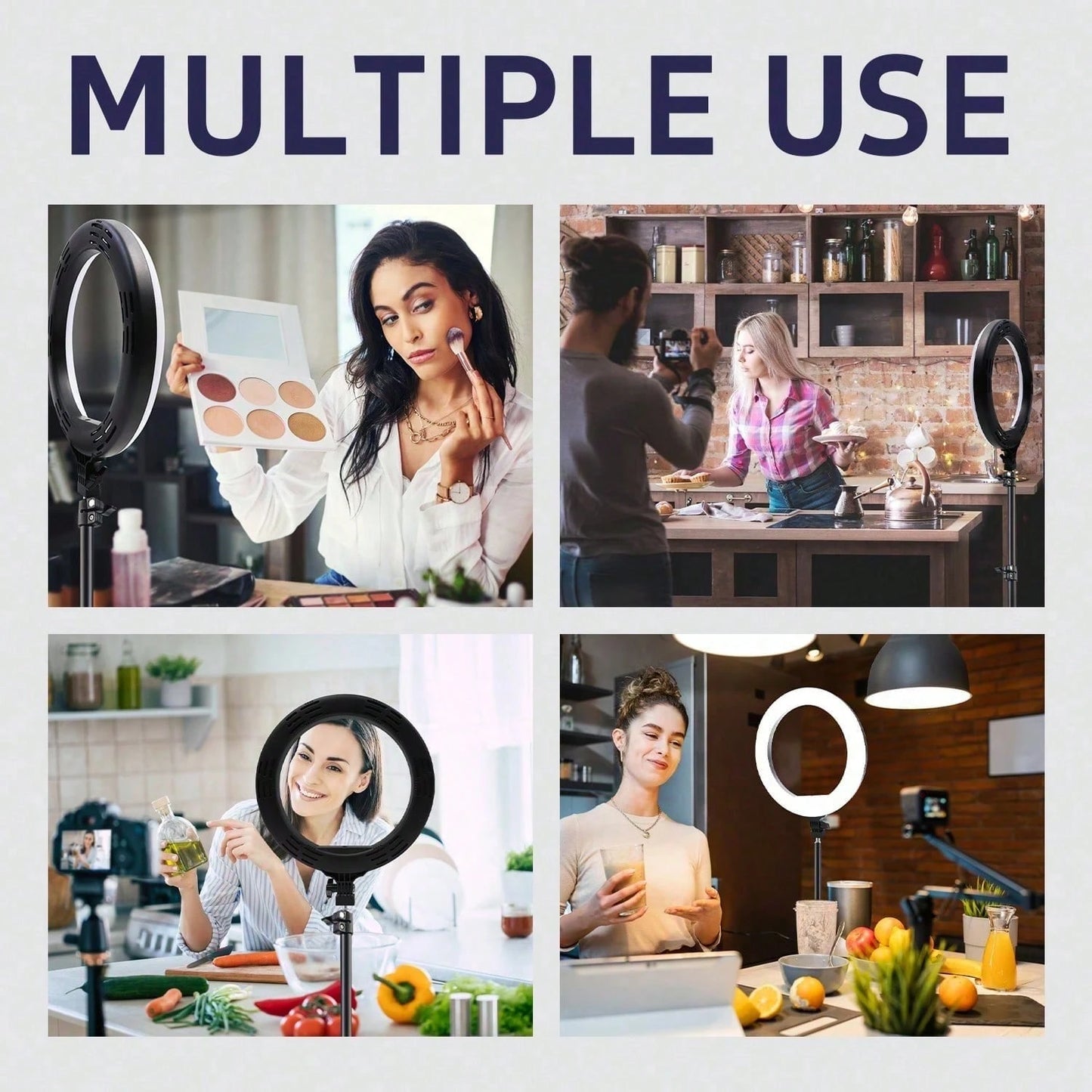 Get Studio-Quality Lighting With This ‌10-Inch LED Ring Light‌ + ‌110 Cm Adjustable Tripod Stand‌. Features ‌3-Color Modes‌ (Warm/Cool/Natural) And ‌10-Level Brightness Control‌, Powered Via USB. The