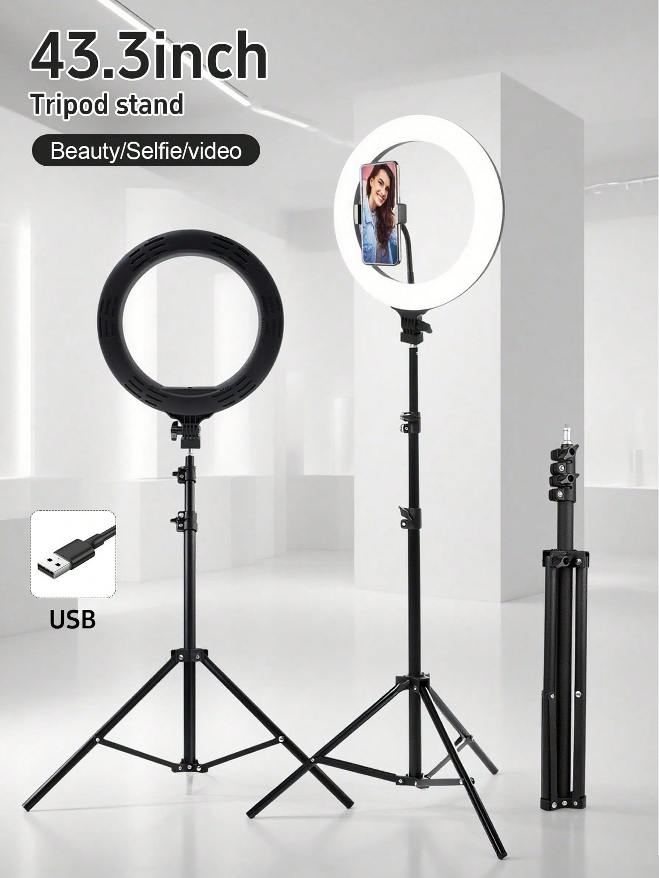 Get Studio-Quality Lighting With This ‌10-Inch LED Ring Light‌ + ‌110 Cm Adjustable Tripod Stand‌. Features ‌3-Color Modes‌ (Warm/Cool/Natural) And ‌10-Level Brightness Control‌, Powered Via USB. The