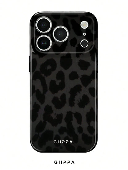 GIIPPA 1pc Black Leopard Pattern Phone Case, Compatible With 17 Pro Max, 16 Pro Max, 15 Pro Max, 14 Pro Max, Korean Stylish & Interesting, Elegant Design, Gift For Girlfriend On Christmas, Valentine's