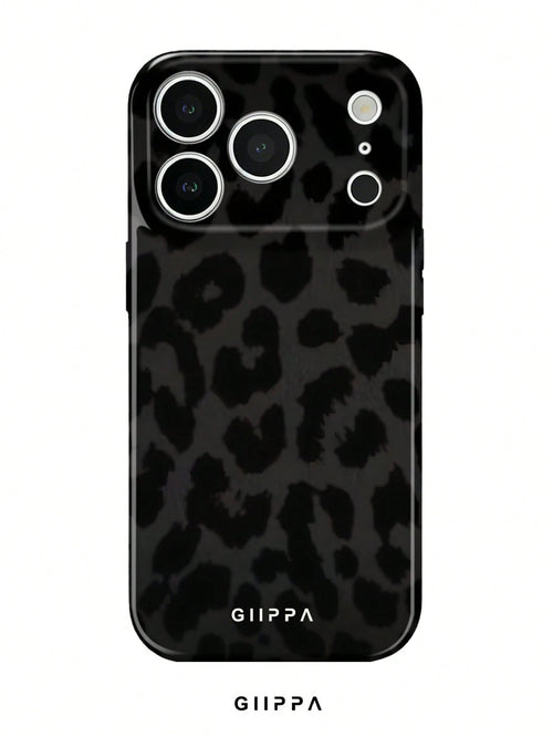 GIIPPA 1pc Black Leopard Pattern Phone Case, Compatible With 17 Pro Max, 16 Pro Max, 15 Pro Max, 14 Pro Max, Korean Stylish & Interesting, Elegant Design, Gift For Girlfriend On Christmas, Valentine's