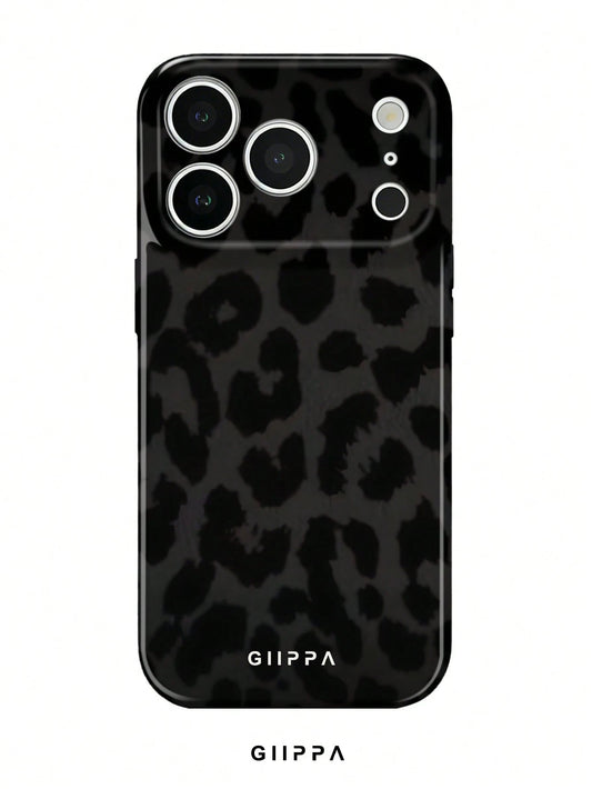 GIIPPA 1pc Black Leopard Pattern Phone Case, Compatible With 17 Pro Max, 16 Pro Max, 15 Pro Max, 14 Pro Max, Korean Stylish & Interesting, Elegant Design, Gift For Girlfriend On Christmas, Valentine's