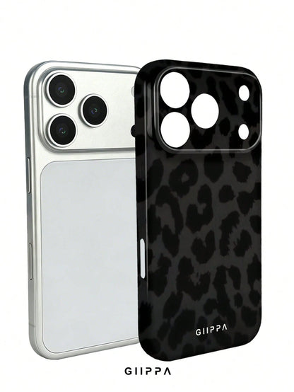 GIIPPA 1pc Black Leopard Pattern Phone Case, Compatible With 17 Pro Max, 16 Pro Max, 15 Pro Max, 14 Pro Max, Korean Stylish & Interesting, Elegant Design, Gift For Girlfriend On Christmas, Valentine's