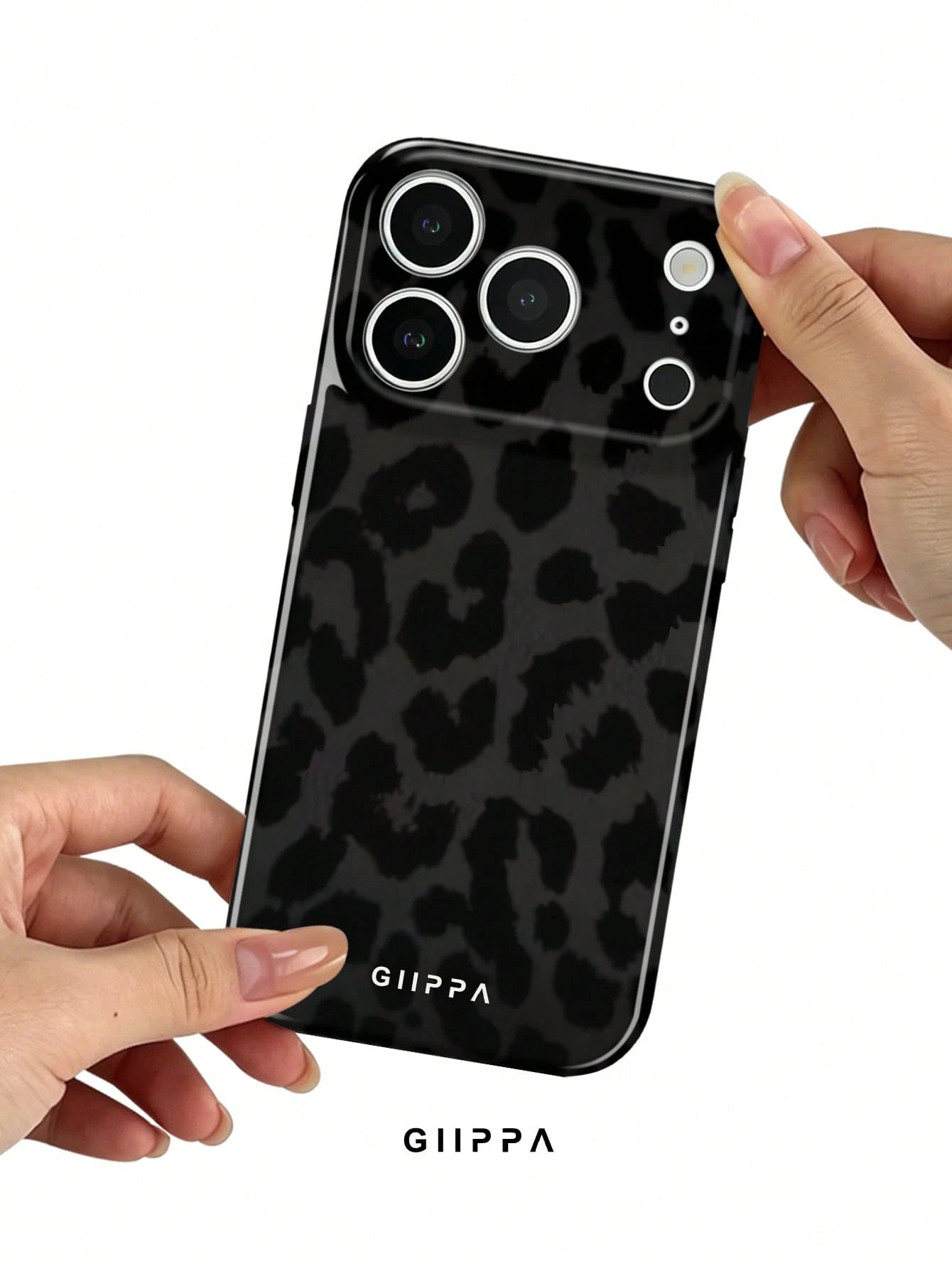 GIIPPA 1pc Black Leopard Pattern Phone Case, Compatible With 17 Pro Max, 16 Pro Max, 15 Pro Max, 14 Pro Max, Korean Stylish & Interesting, Elegant Design, Gift For Girlfriend On Christmas, Valentine's