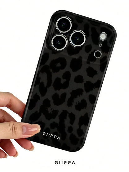 GIIPPA 1pc Black Leopard Pattern Phone Case, Compatible With 17 Pro Max, 16 Pro Max, 15 Pro Max, 14 Pro Max, Korean Stylish & Interesting, Elegant Design, Gift For Girlfriend On Christmas, Valentine's