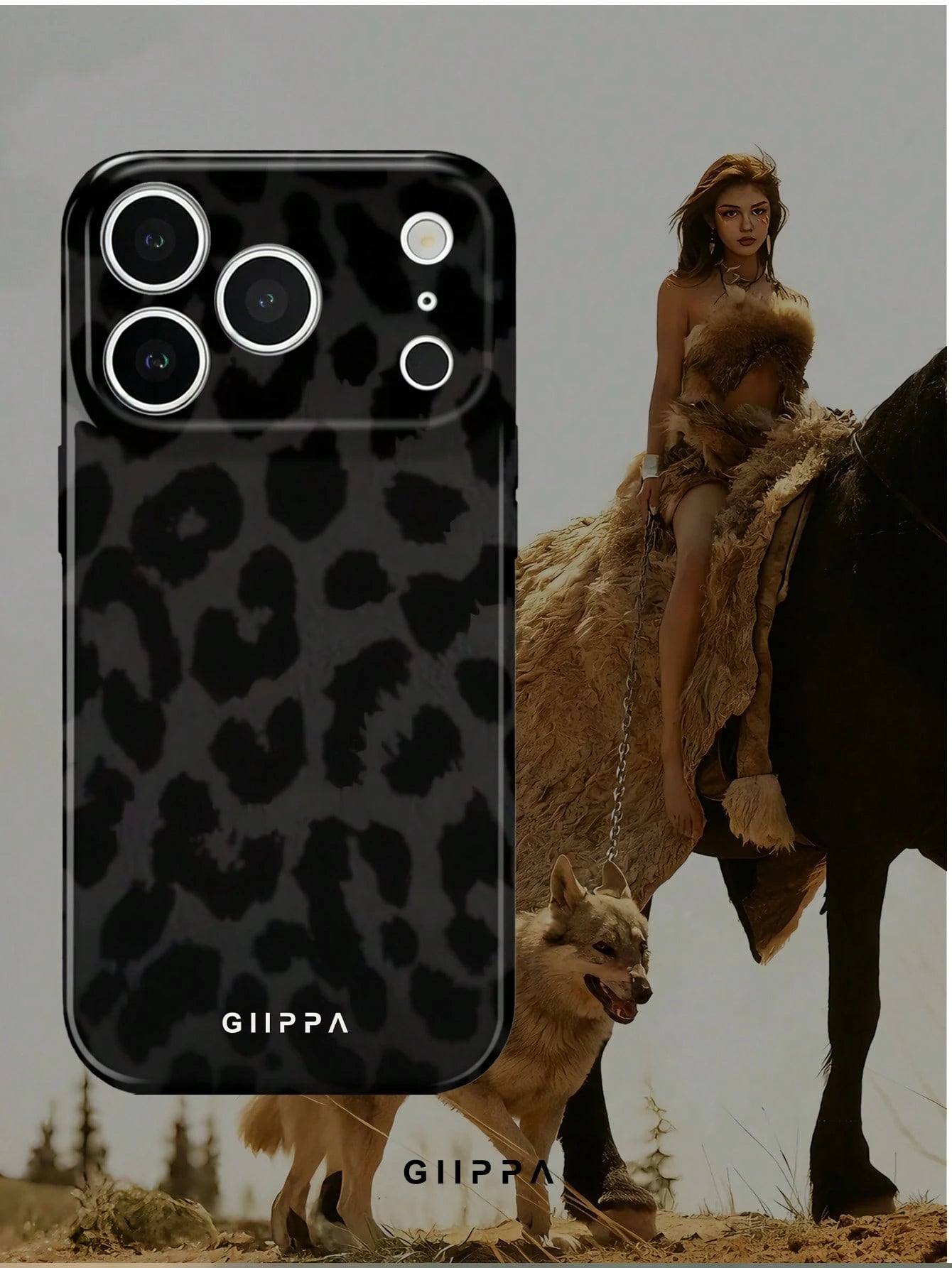 GIIPPA 1pc Black Leopard Pattern Phone Case, Compatible With 17 Pro Max, 16 Pro Max, 15 Pro Max, 14 Pro Max, Korean Stylish & Interesting, Elegant Design, Gift For Girlfriend On Christmas, Valentine's