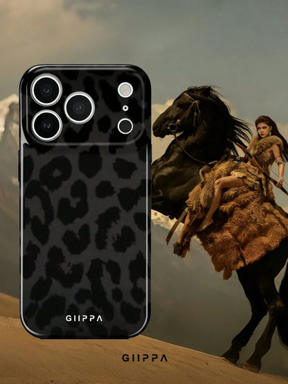 GIIPPA 1pc Black Leopard Pattern Phone Case, Compatible With 17 Pro Max, 16 Pro Max, 15 Pro Max, 14 Pro Max, Korean Stylish & Interesting, Elegant Design, Gift For Girlfriend On Christmas, Valentine's