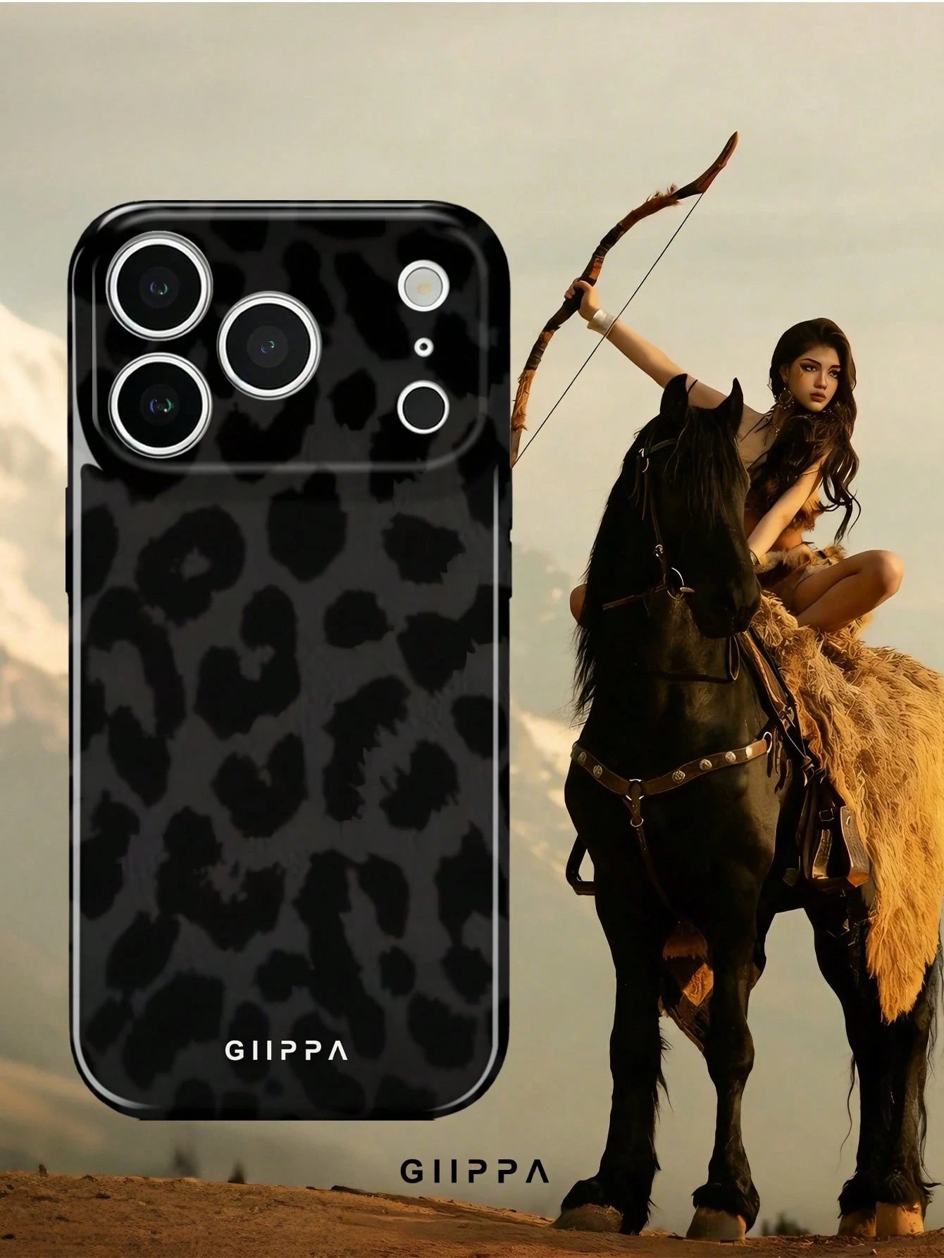 GIIPPA 1pc Black Leopard Pattern Phone Case, Compatible With 17 Pro Max, 16 Pro Max, 15 Pro Max, 14 Pro Max, Korean Stylish & Interesting, Elegant Design, Gift For Girlfriend On Christmas, Valentine's