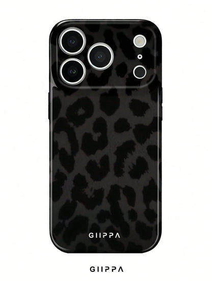 GIIPPA 1pc Black Leopard Pattern Phone Case, Compatible With 17 Pro Max, 16 Pro Max, 15 Pro Max, 14 Pro Max, Korean Stylish & Interesting, Elegant Design, Gift For Girlfriend On Christmas, Valentine's