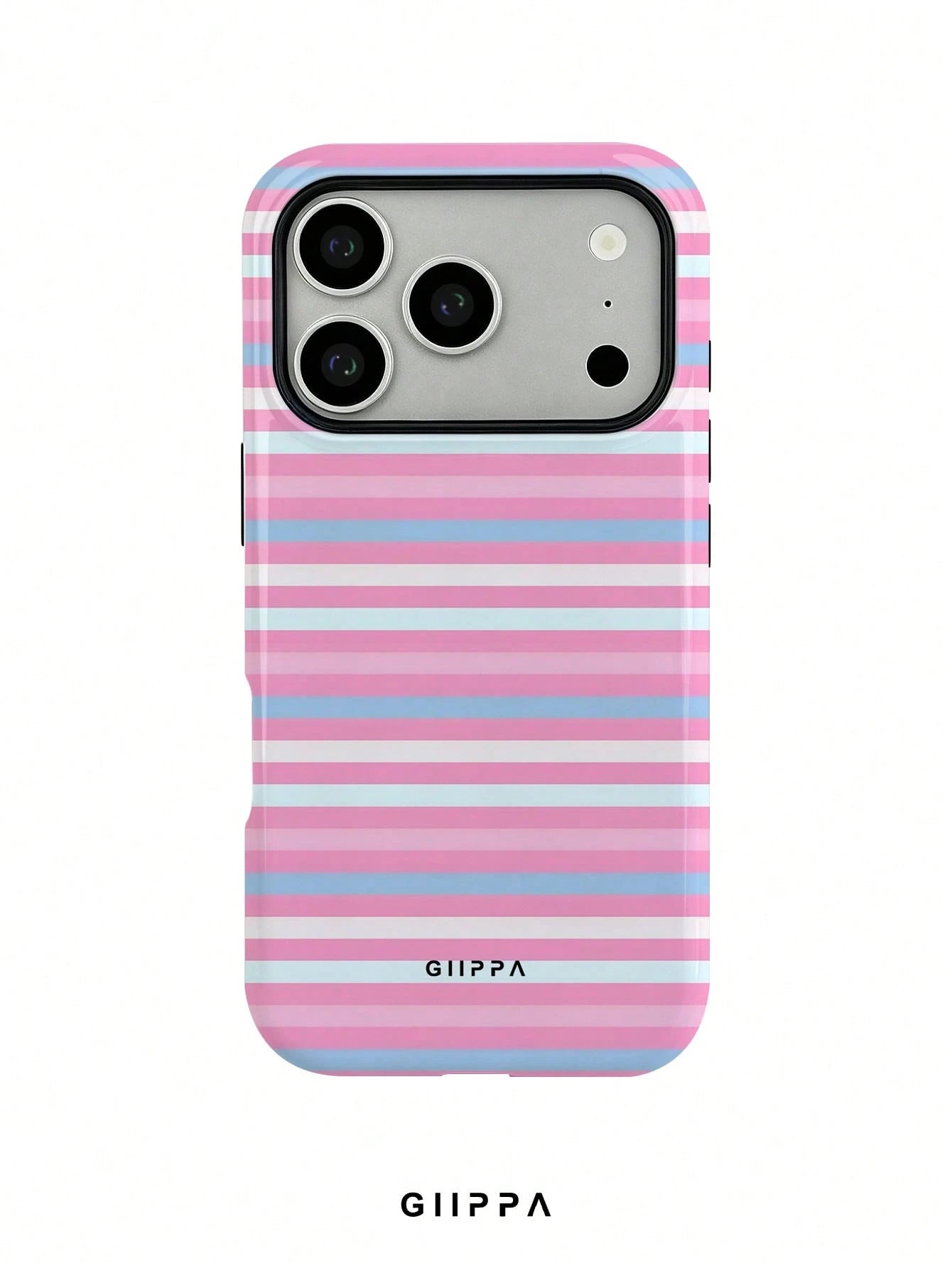 GIIPPA 1pc Pink Tone Horizontal Stripe Mixed Pattern Design, Phone 17 Pro Max Phone Case, Compatible With Phone 16 Pro Max, 15 Pro Max, 14 Pro Max, Korean Style High-End Fashion Fun Phone Case, Compat