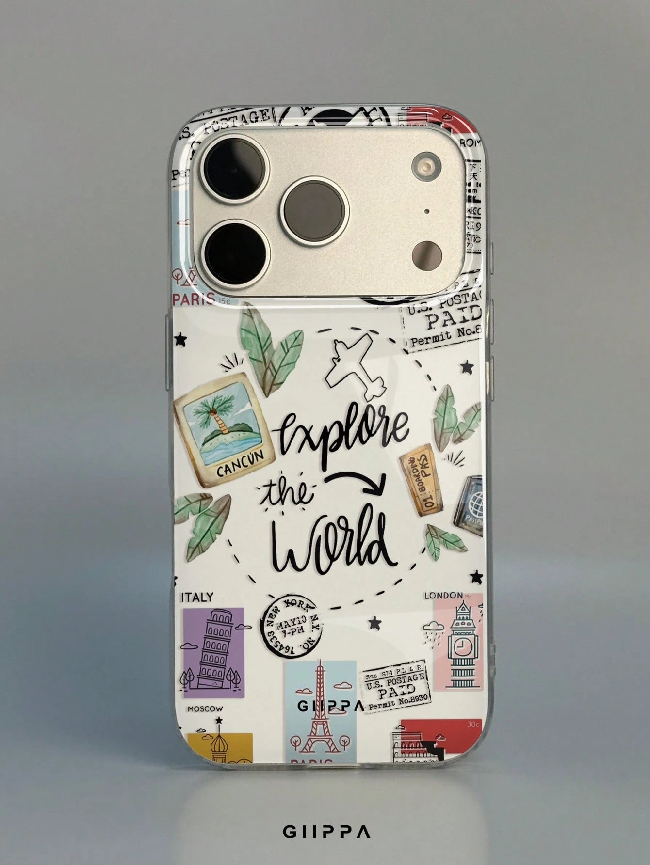 GIIPPA 1pc Postmark & English Letter Slogan Mixed Pattern Design, Phone 17 Pro Max Phone Case, Compatible With Phone 16 Pro Max, 15 Pro Max, 14 Pro Max, Korean-Style High-End Fashionable & Fun Phone C