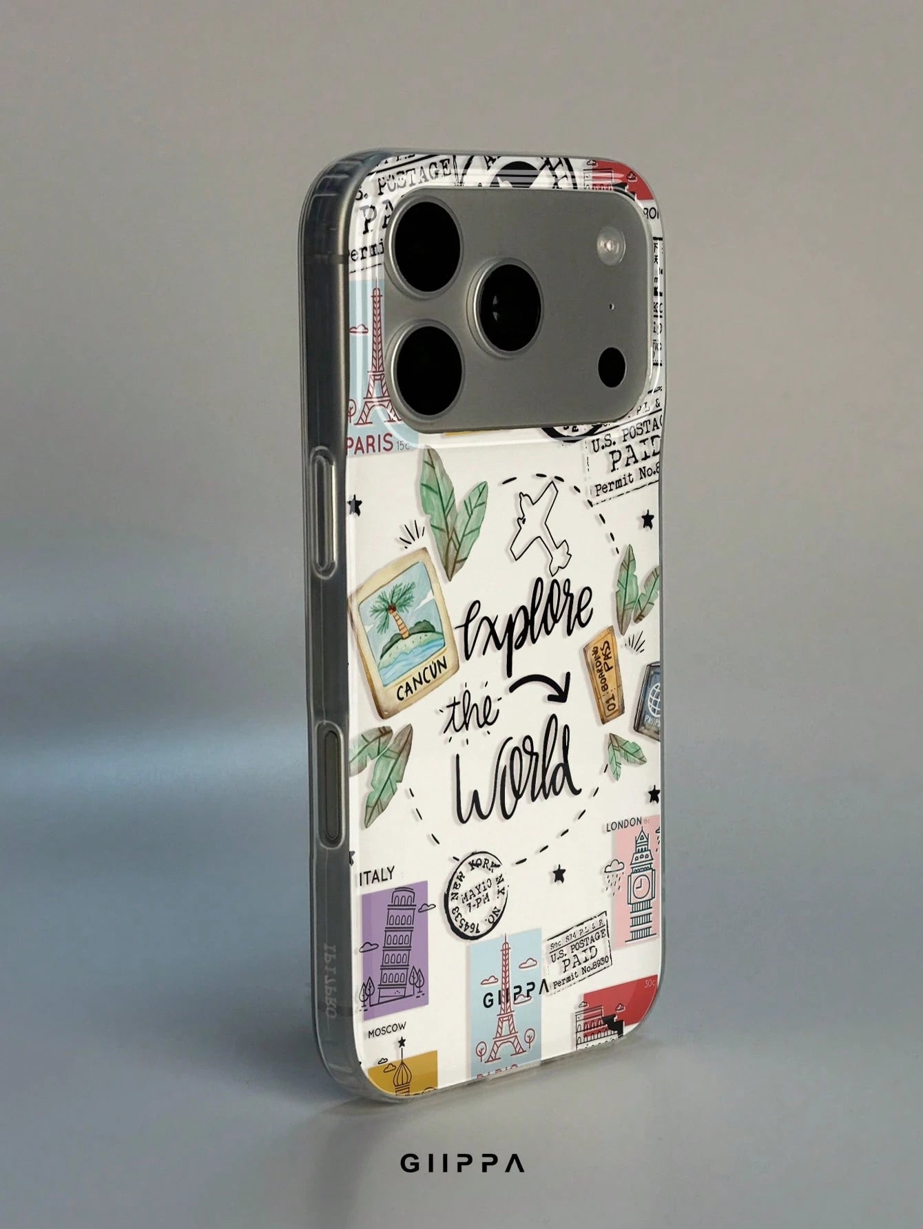 GIIPPA 1pc Postmark & English Letter Slogan Mixed Pattern Design, Phone 17 Pro Max Phone Case, Compatible With Phone 16 Pro Max, 15 Pro Max, 14 Pro Max, Korean-Style High-End Fashionable & Fun Phone C